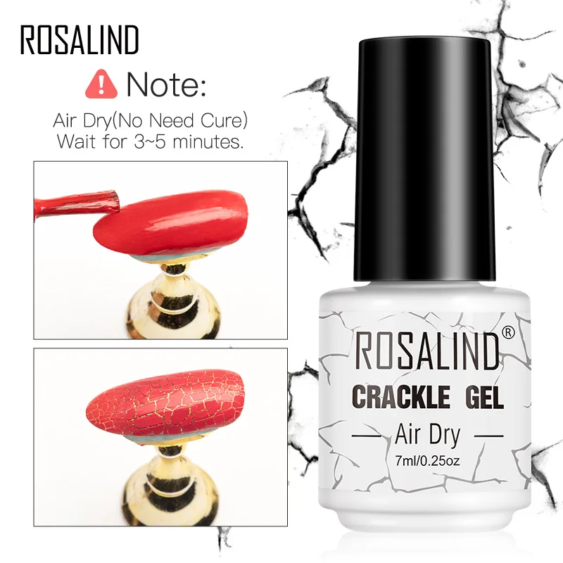 ROSALIND Set Nail Polish Gel Air Dry Crackle Varnishes All For Manicure Soak Off Semi Permanent Art Need Base Top Coat | Красота и
