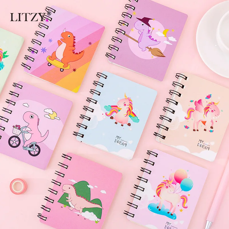 Мини блокнот Kawaii динозавр Единорог A7 80 страниц бумажный дневник бумага для