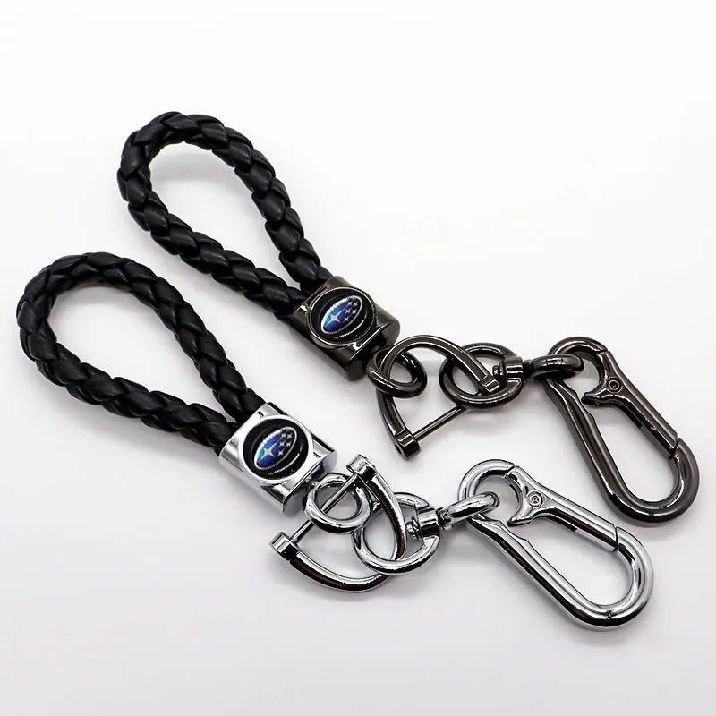 

Metal car keyring Braided rope Men's Keychain Keyfob For Car Accessories Gift 360rotating design Apply to Subaru-logo