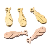5pcslot gold leaf stainless steel decoration pendant connectors bohemia necklace charm diy earrings jewelry making material