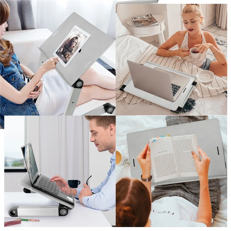 

Adjustable Laptop Desk Stand Portable Aluminum Ergonomic Lapdesk For Bed Sofa PC Notebook Table Laptop Desk Stand With Mouse Pad