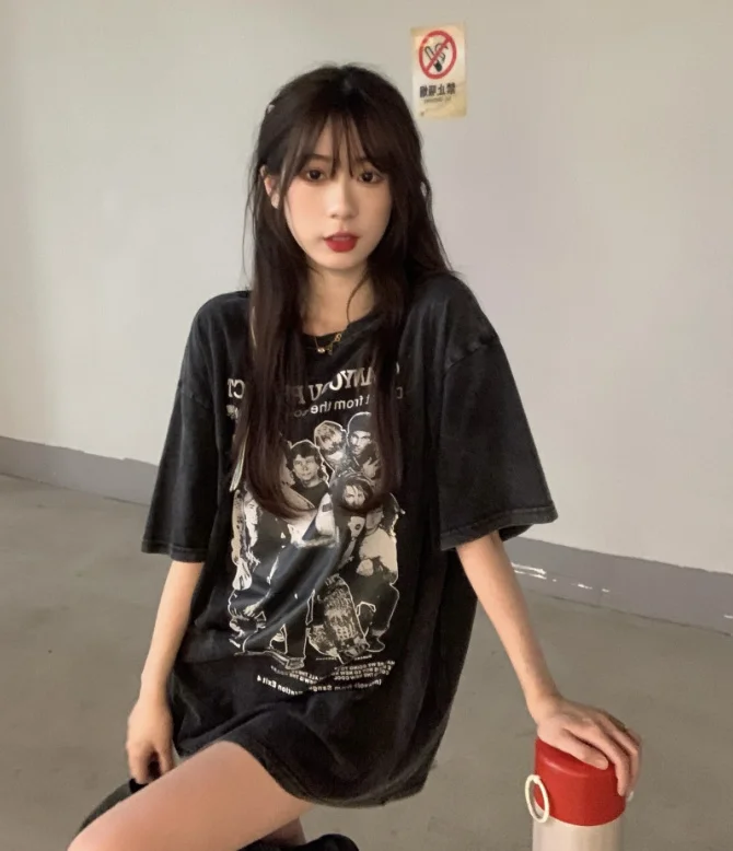 Женская футболка с коротким рукавом Harajuku Новинка лета 2021 свободный Американский