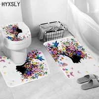 fairy butterfly toilet seat cover 3pcs set bathroom mat kitchen flannel printing decor rug water absorption non slip carpet
