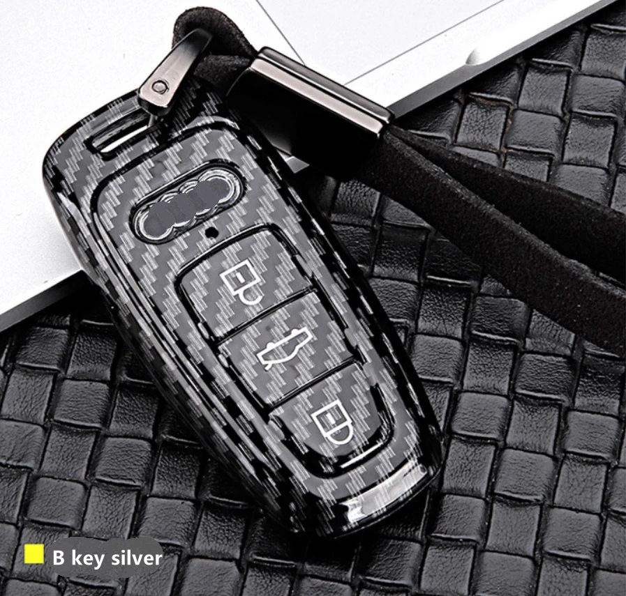 

Car ABS Carbon Fiber Key Case For Audi A4 A6 A8 A7 A5 Q7 2019 Fob Smart Key Cover Accessories