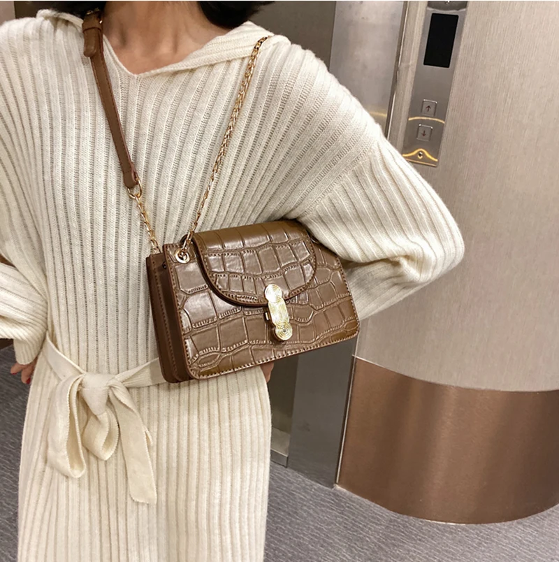 

2021 New Fashion Female Alligator Handbags Spring Crocodile Pattern Shoulder Crossbody Sac Trendy Design Flap Crossbody Purses