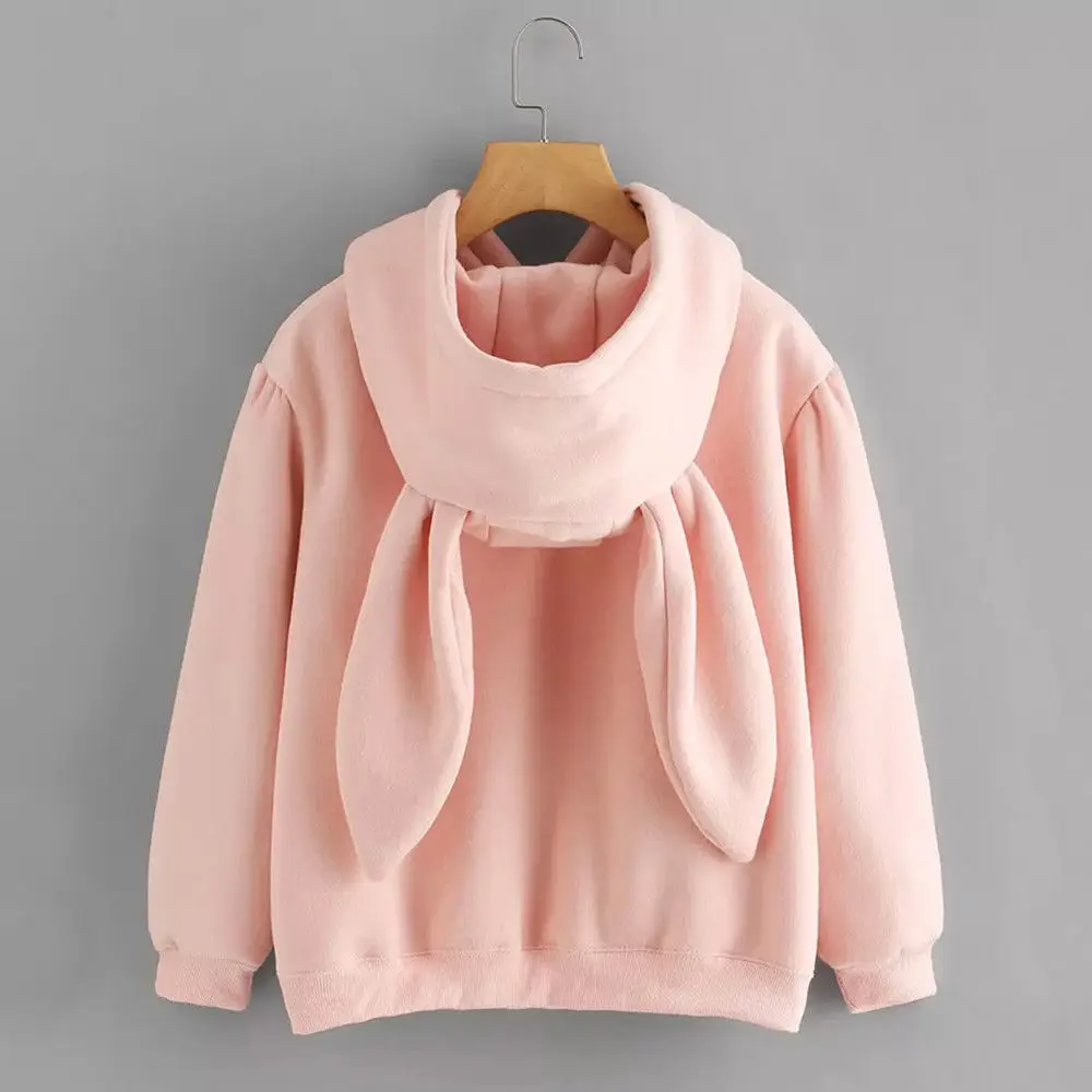 

Kawaii Lovely Women Long Sleeve Rabbit Ear Hoodies Sweatshirt Pullover Tops Blouse Cute Coat