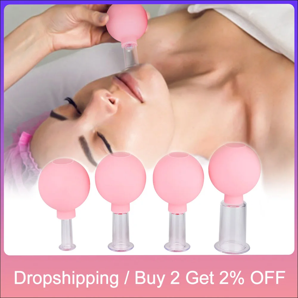 

4pcs Vacuum Facial Cupping Massage Set Silicone Suction Cups Anti-Wrinkle Anti Cellulite Chinese Medical Therapy Health Care