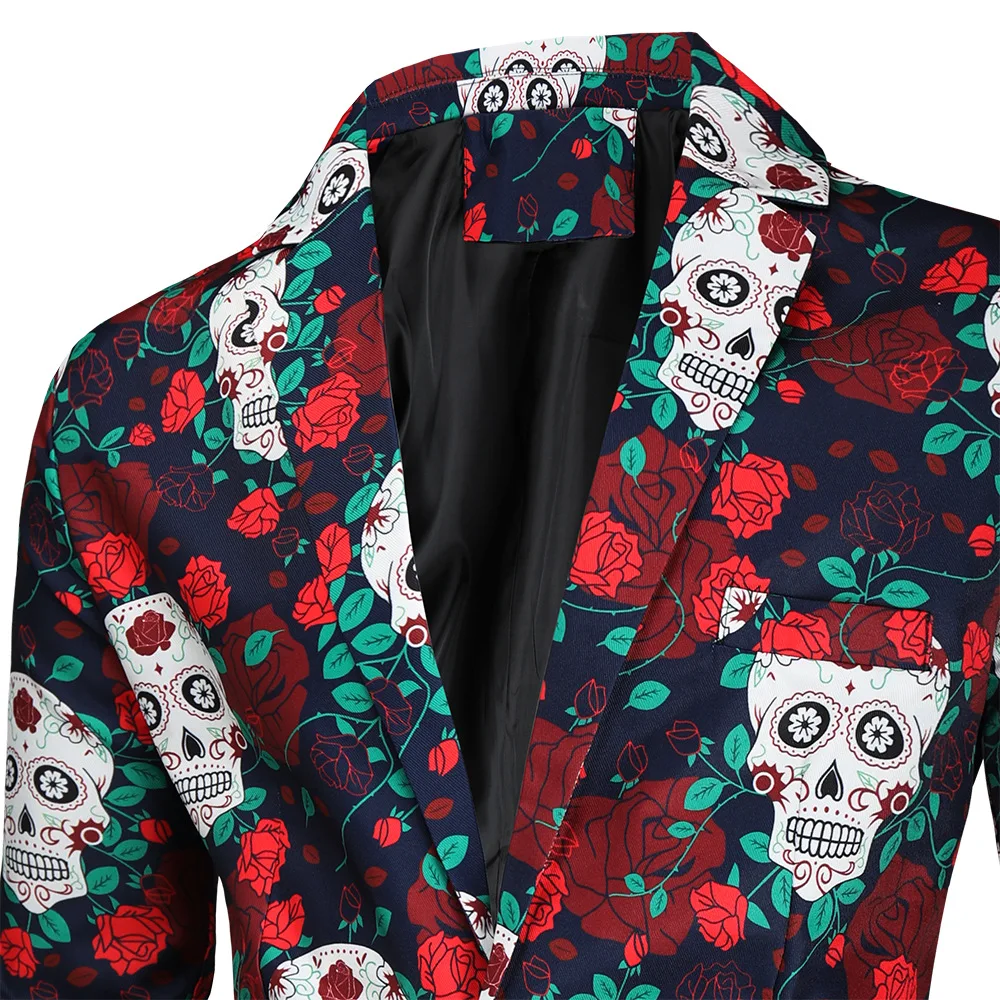 Мужской костюм с 3D-принтом черепа розы цветов для ночного клуба и вечерние |