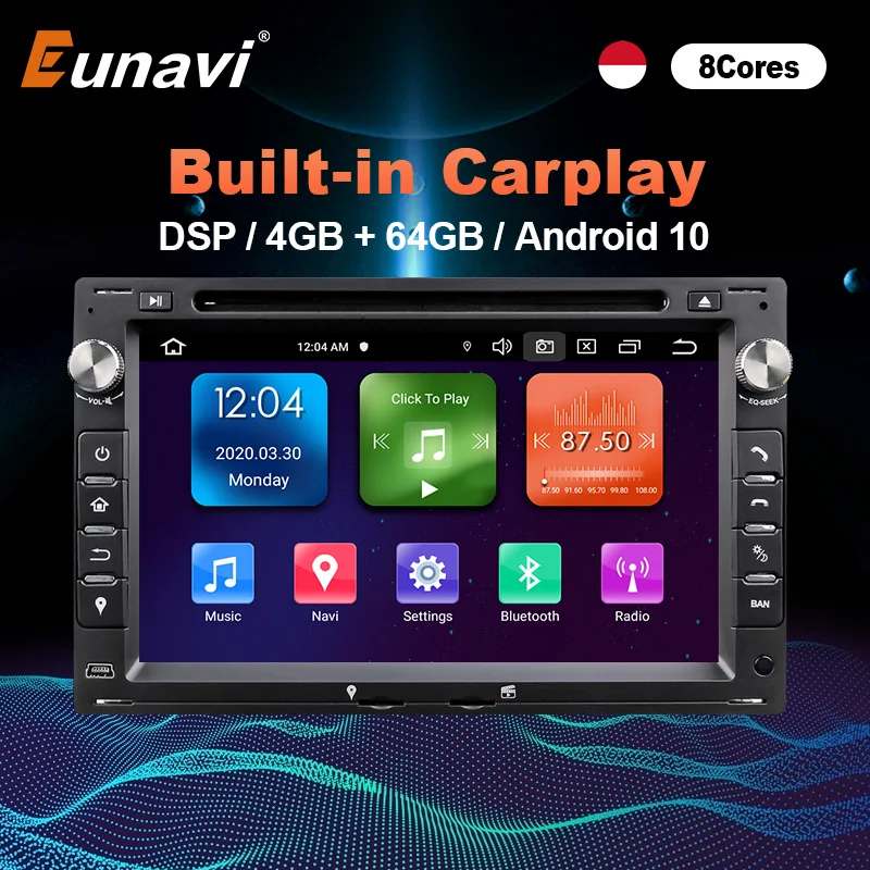 Автомагнитола Eunavi 2 Din Android 10 DVD GPS для VW MK5 MK4 MK3 T5 транспортер PASSAT B5 B4 JETTA BORA GOLF 4 POLO