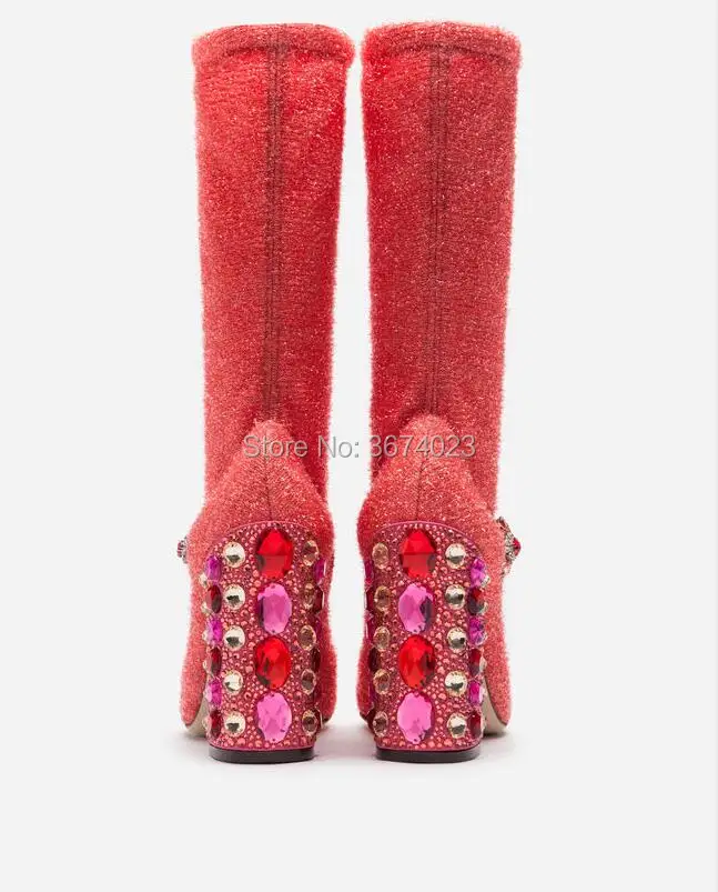 Модные Подиумные женские ботинки-носки Qianruiti в стиле Мэри Джейн ботинки Стразы на