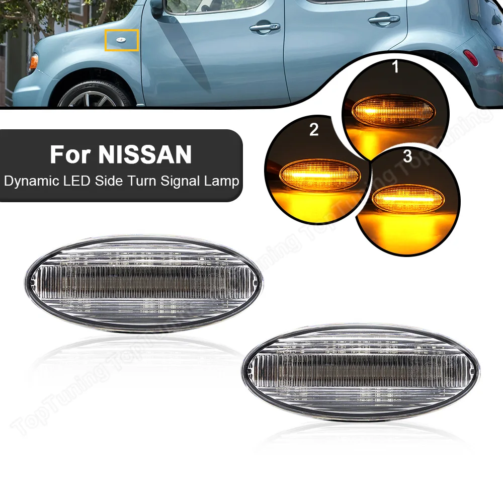 

2X Динамический светодиодный боковой указатель поворота для Renault Koleos Smart Forfour Nissan Micra Cube Evalia Note X-Trail Leaf