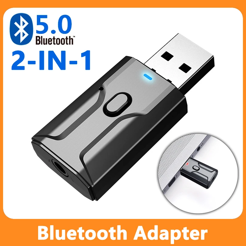

USB Bluetooth 5.0 Adapter 2 In 1 Wireless Bluetooth Receiver Transmitter 3.5mm AUX Jack Stereo HiFi Audio Adapter For Car PC TV