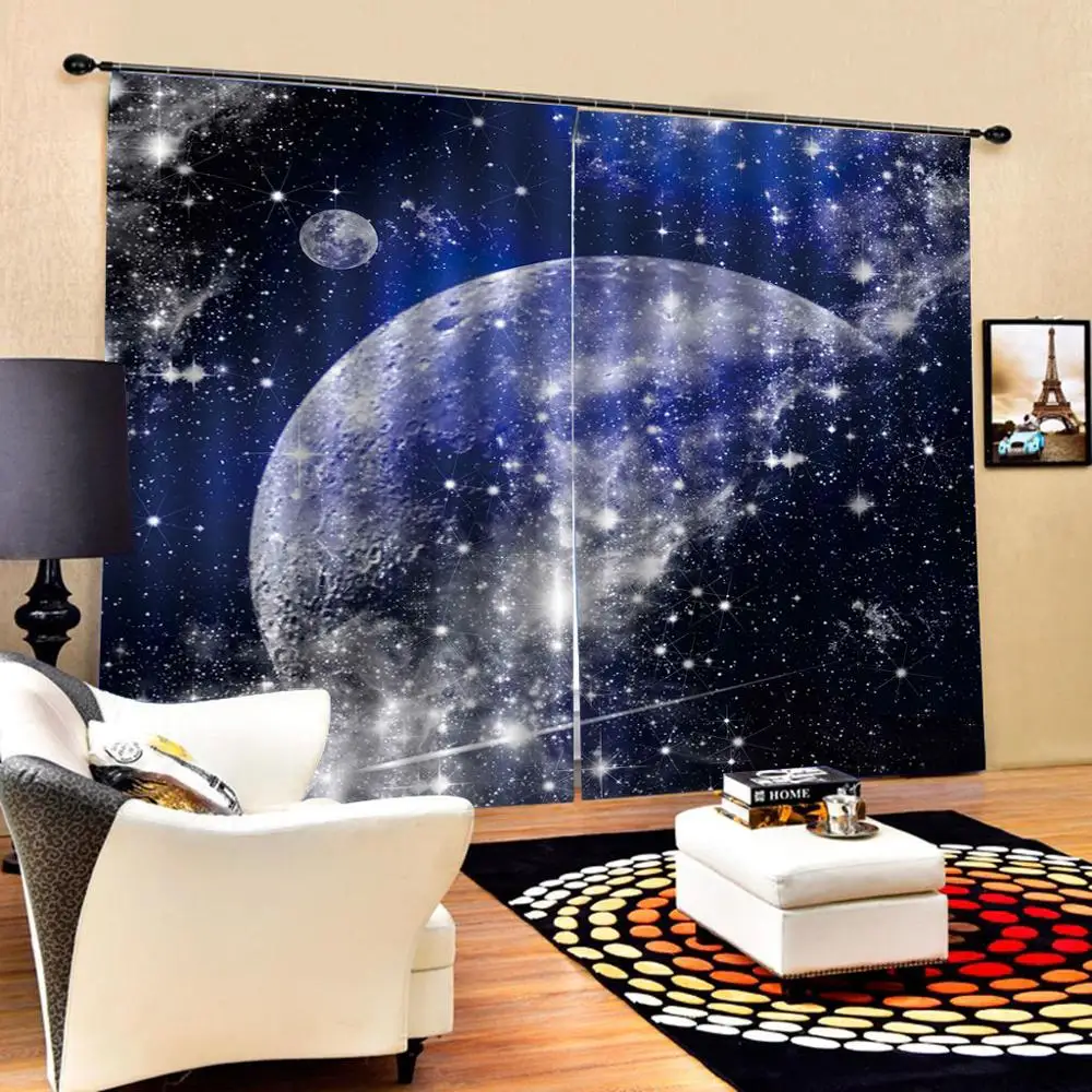 High Quality Arts Curtains Earth starlight Geometry image Modern Window Drapes For Living room bedroom Indoor Decor | Дом и сад