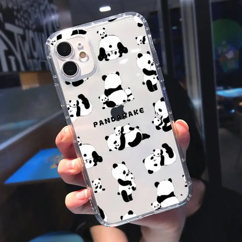 

Cute Cartoon panda Phone Cases Transparent for Clear iPhone 11 12 mini pro 8 7 6 6S XS MAX Plus X 5S SE 2020 XR