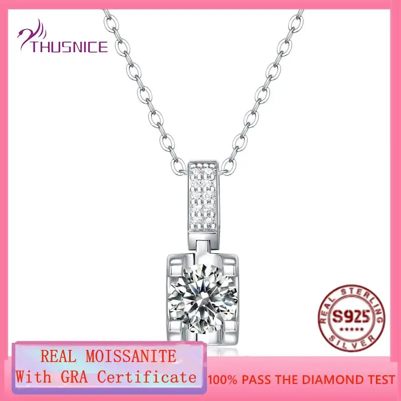 

Hot Sale 925 Sterling Silver Women Pendant Necklaces Real 1.0ct VVS1 Moissanite Necklaces For Women Bride Wedding Jewelry Gifts