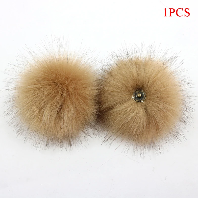 

8cm Faux Fox Fur Pompom Colorful Fashion Natural Fox Hairball Dark Buckle Luxury Fur PomPom For Knitted Hat Bracelet Accessories