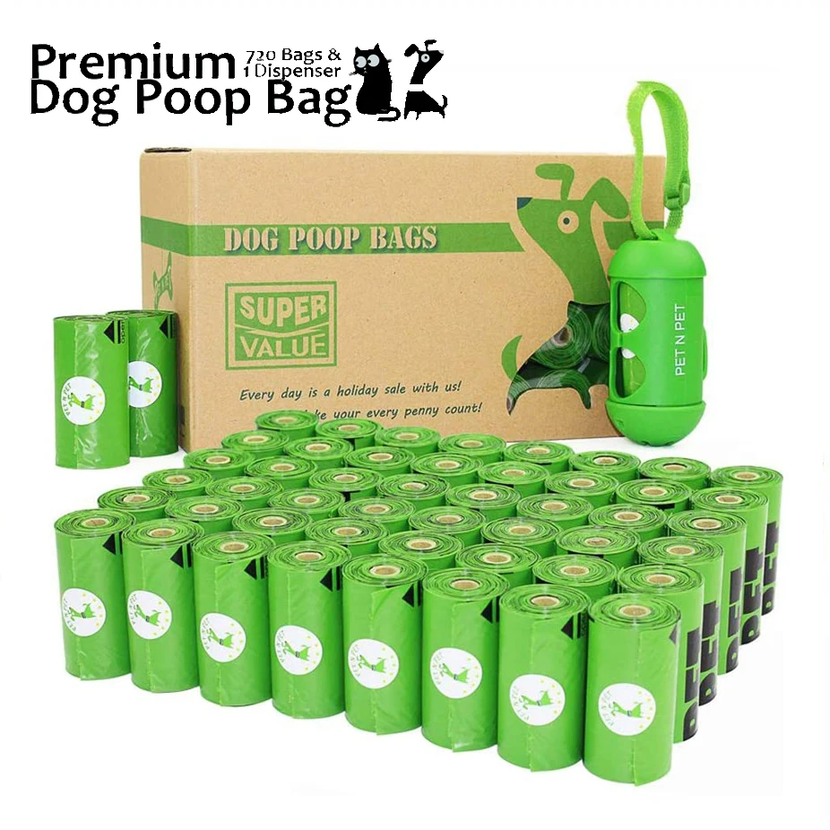 Biodegradable Dog Excrement Bag Poop Supplies Bag Earth-Friendly 360/720 Counts 5 Micron Convenient  Firm Waste For Cat Products