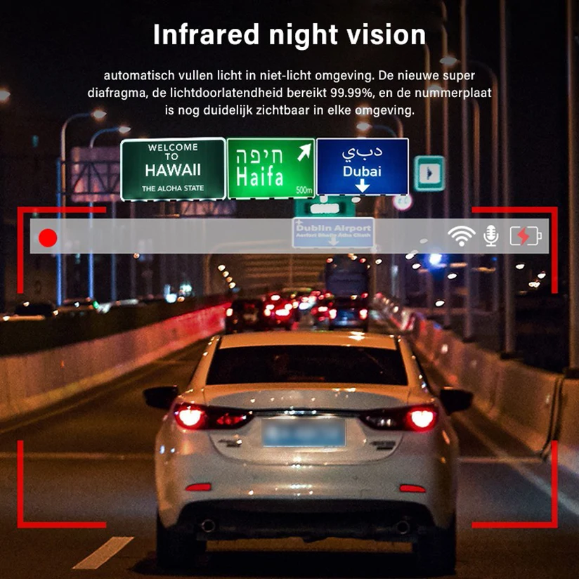 Автомобильный видеорегистратор с Wi-Fi для смартфона 1080P циклическая запись