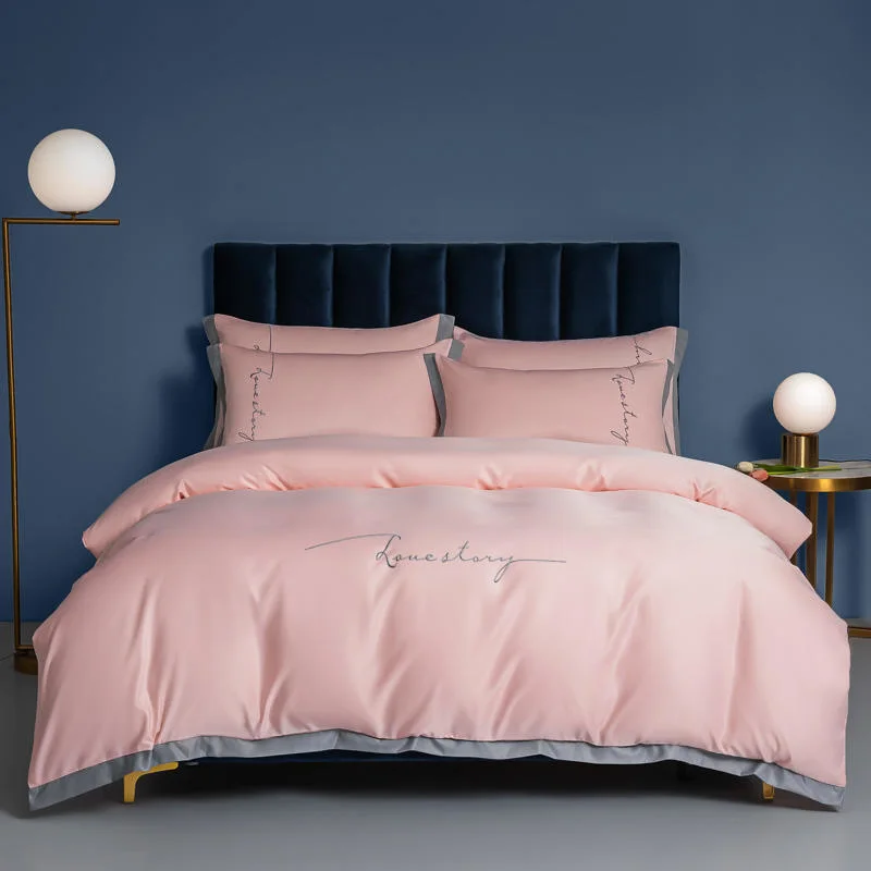 

Satin Polyester Quilt Cover Queen King Size Bedclothes For Double Bed Soild Color Plain Dyed Duvet Covers(No Pillowcase)