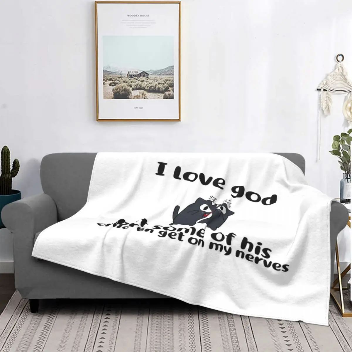 

I Love God But Some 4 manta colcha cama edredones a cuadros Anime felpa polar manta edredones y colcha