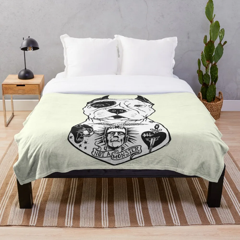 

Татуированное одеяло в виде американского питбуля, флисовое художественное одеяло с принтом для взрослых и детей, теплое покрывало для кро...