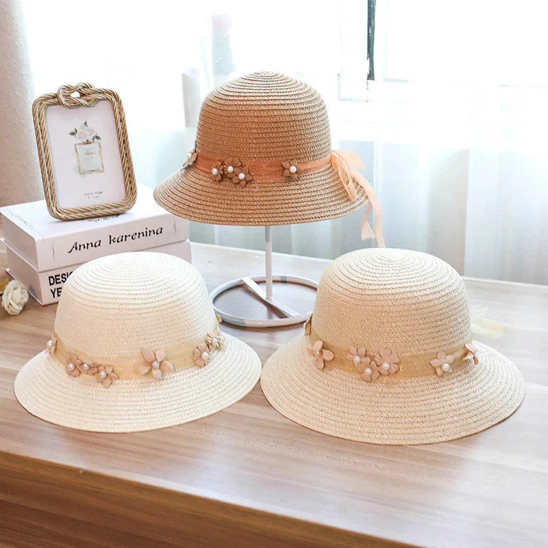 Женская пляжная соломенная шляпа BADAMANA Повседневная Панама с маленькими цветами