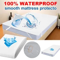 bed cover solid waterproof mattress protector with elastic band washable breathable bed mattress cover for bedroom
