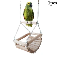1pc parrot swing toy creative bird swing perch hamster swing toy hamster wooden hammock pet supplies