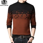 Мужской вязаный свитер MIACAWOR, теплый облегающий шерстяной пуловер с принтом, одежда для зимы, Y264