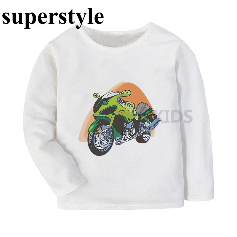 Детские футболки для мальчиков с длинным рукавом и принтом мотоцикла мотокросса