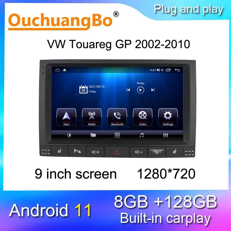 

Автомагнитола Ouchuangbo для Volkswagen Touareg GP 2002-2010, 9 дюймов, android 11, стерео, gps-навигация carplay 1280*720