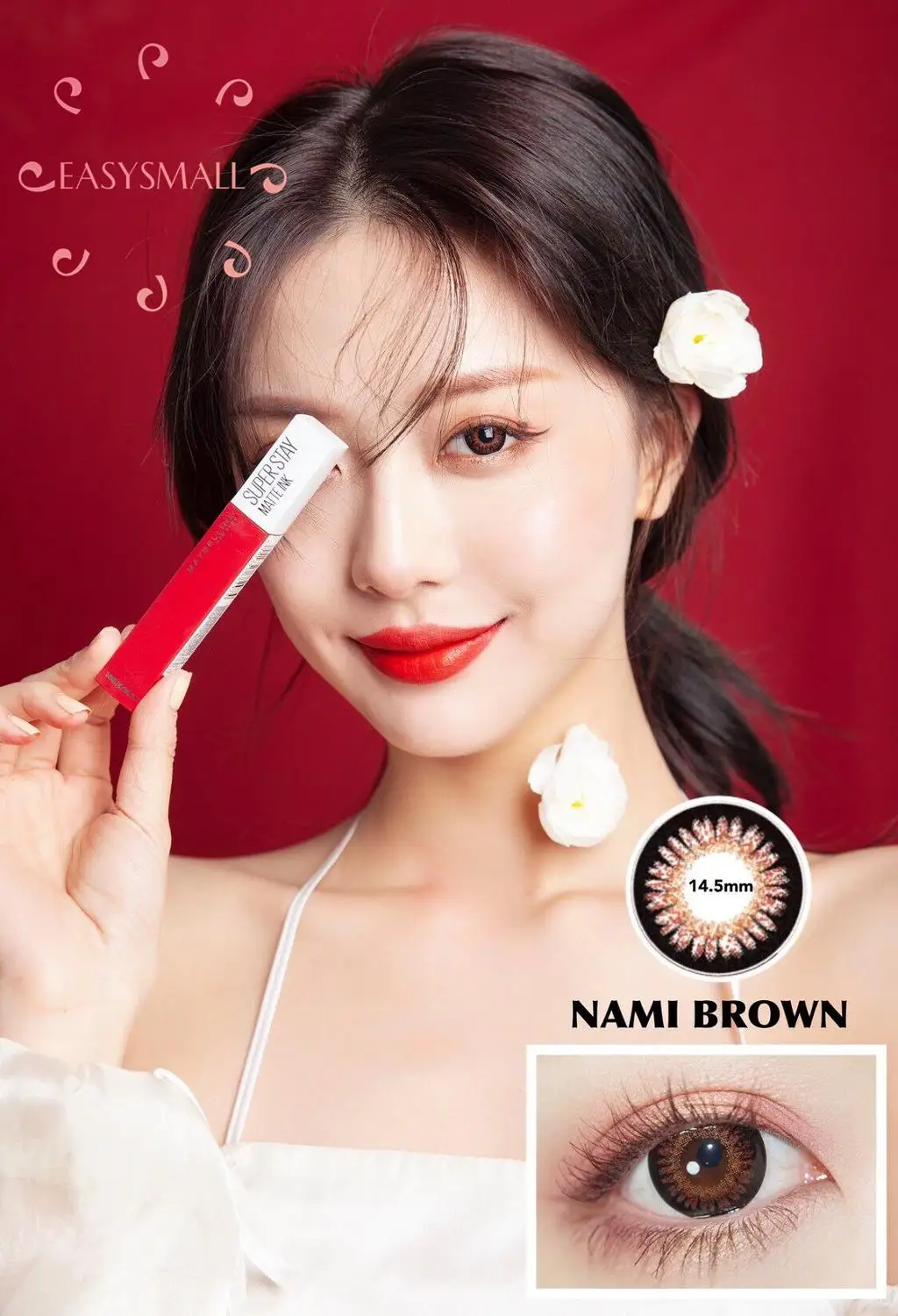 easysmall red brown circle coloured contact lenses for eyes cosmetic 14 5mm big pupil degree option 2pcspair prescription free global shipping