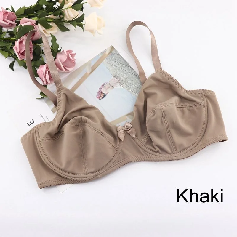 Beauwear, сексуальный бюстгальтер, полный охват, без подкладки, комфортный, минимайзер, бюстгальтеры, дышащие, на косточках, бюстгальтер без косточек размера плюс, большая чашка, D DD E DDD F - Цвет: Khaki