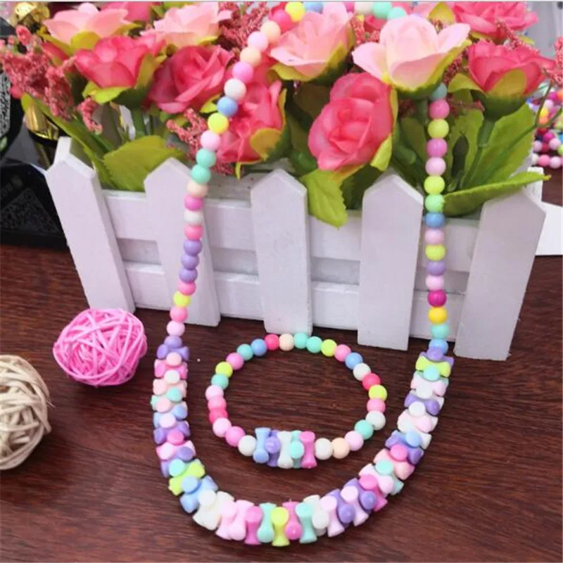 Комплект украшений для детей ярких цветов вечерние модные детские ожерелья и