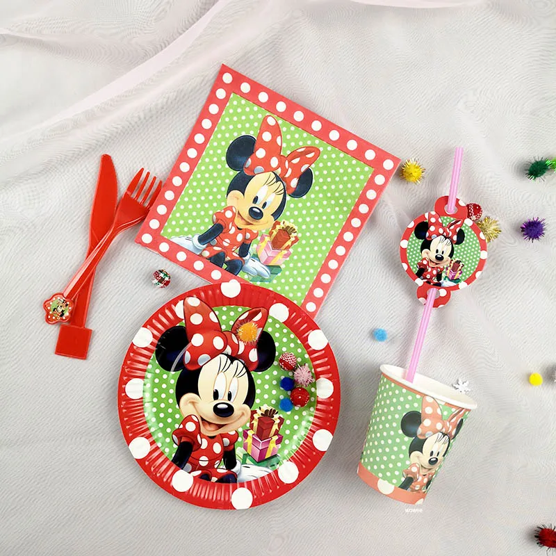 Минни Маус девочка день рождения украшения Pomice вечерние принадлежности