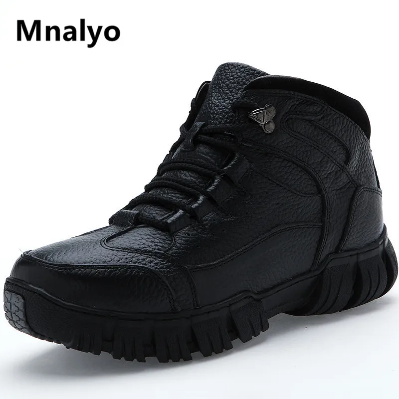 Mnalyo Super Warm Winter Men Boots Genuine Leather Boots Men Winter Shoes Men Military Fur Boots For Men Shoes Zapatos Hombre