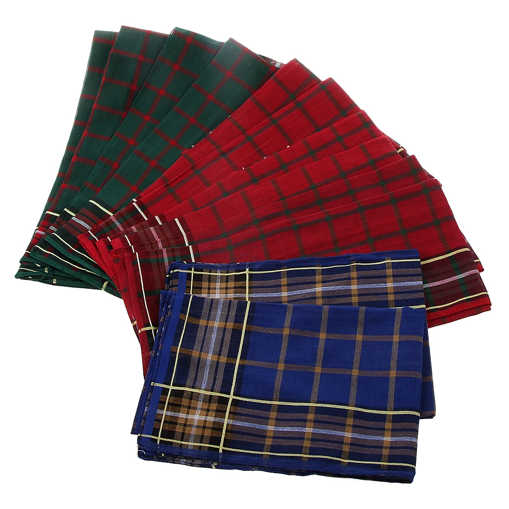 Paquete de 24 pañuelos clásicos a cuadros Unisex, pañuelo cuadrado de bolsillo, surtido