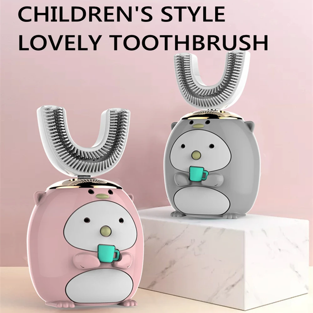 

360 Degress Smart U Sonic Electric Toothbrush Kids Silicone Automatic Ultrasonic Tooth Brush Children Blue Light Teeth Brush