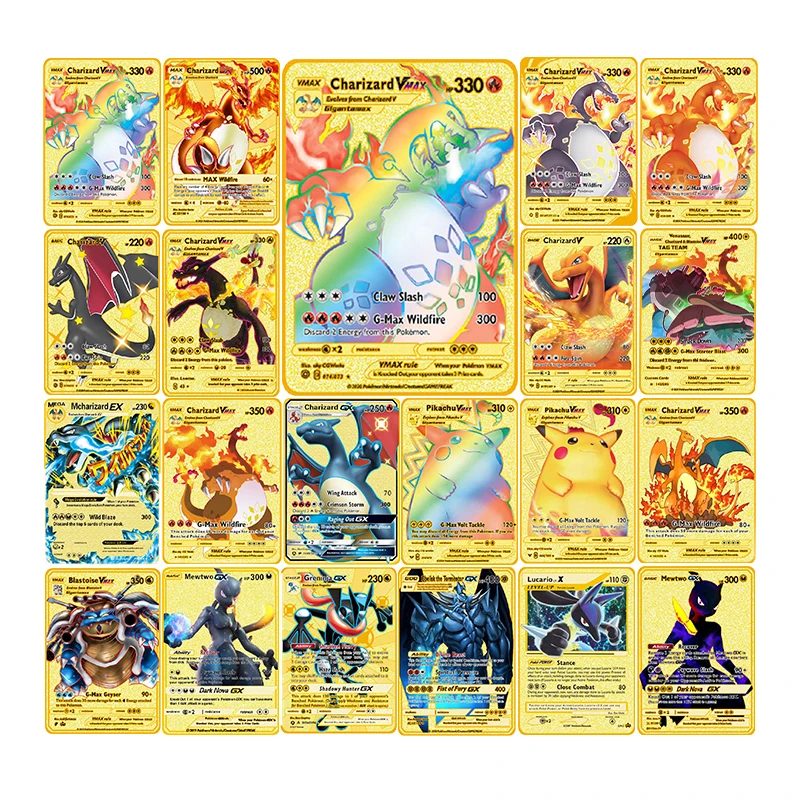 

Новые карты Pokemon, металлическая открытка «сделай сам», английская фотография, ограниченный выпуск, детский подарок Пикачу; Чаризард