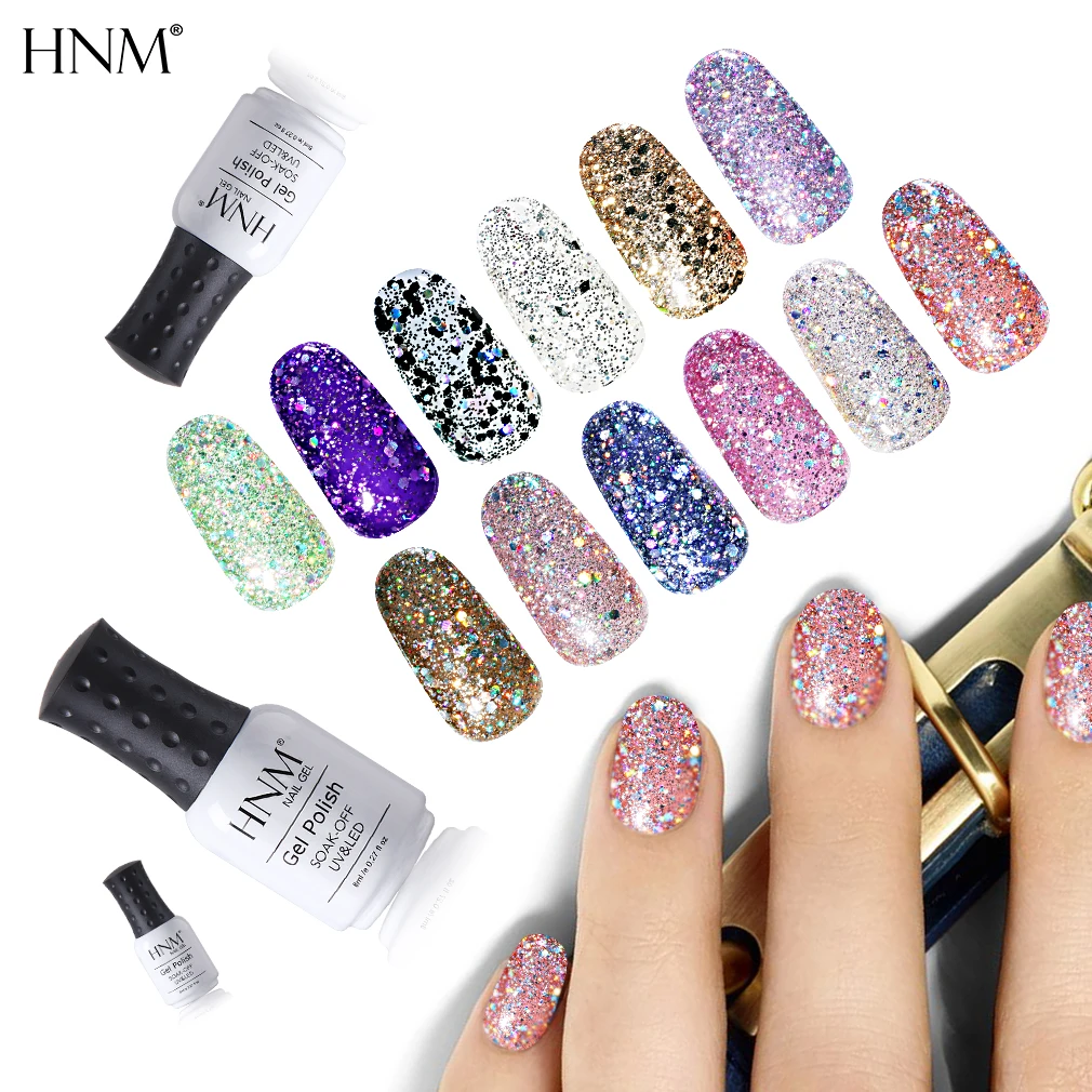 HNM 8 мл Алмазный Блеск УФ-гель для ногтей впитываемые блестки светодиодный ная