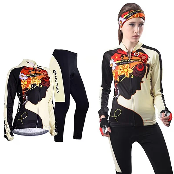 Jersey and Pants Зимний теплый комплект для езды на велосипеде, женская модная велосипедная одежда, Женский трикостюм, спортивная теплая флисовая велосипедная одежда, платье maillo - Цвет: Jersey and Pants