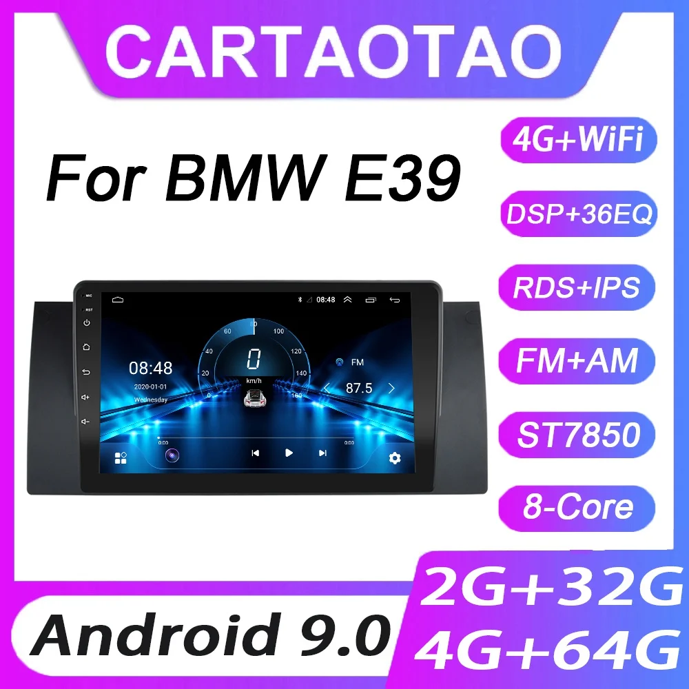 Автомагнитола для BMW E39 E53 X5 M5 мультимедийный проигрыватель на Android 9 0 8 ядер 4 Гб + 64