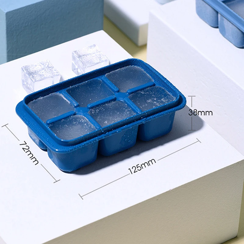 

3 Pcs 6 Grids Food Grade Silicone Ice Tray Home with Lid DIY Ice Cube Mold Square Shape Ice Cream Maker Kitchen Bar Accessories