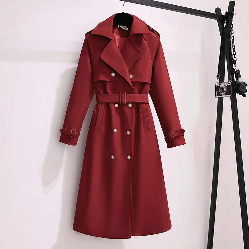 

Women Top fashion 2021 Double Breasted Parka Belted Overcoat Lapel Trench Outwear
