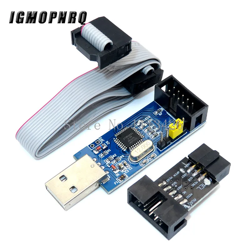1 комплект 10Pin до 6 Pin адаптер плата+ USBASP USBISP AVR программатор USB ATMEGA8 ATMEGA128 ATtiny/CAN/PWM 10Pin провод модуль DIY