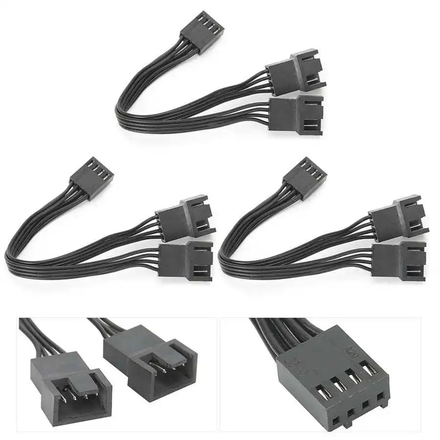 3 шт. 4Pin 1 2 рукава y сплиттер Кабель адаптер чехол для компьютера вентилятор