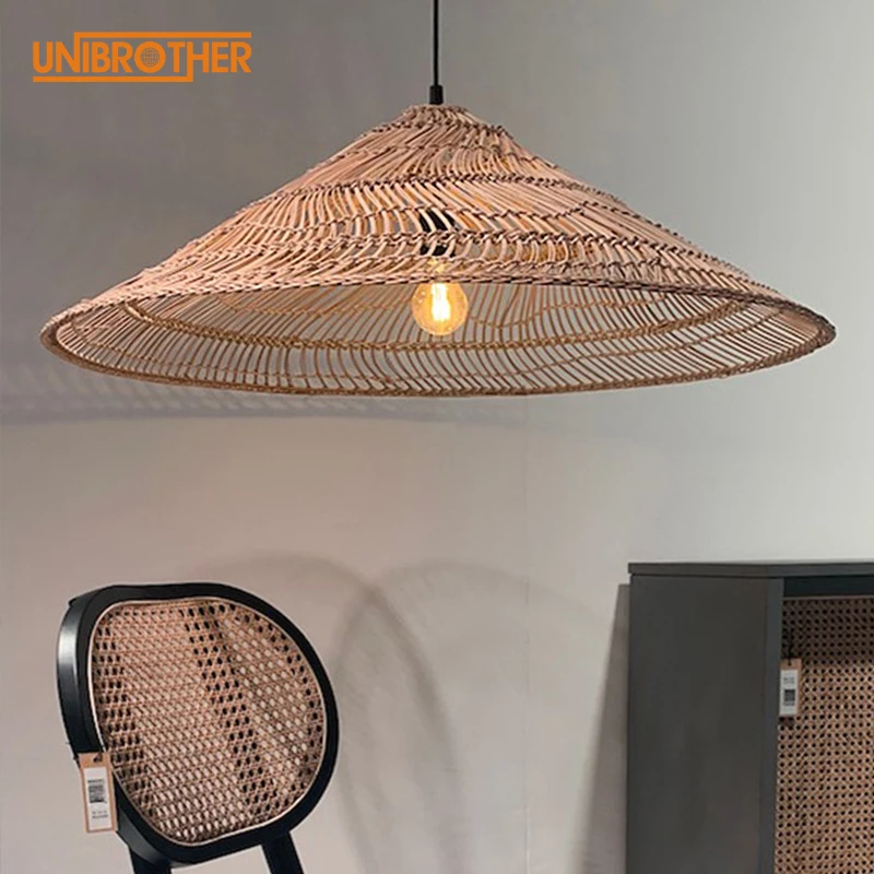 

Rattan Hanging Lamp Luminaire Suspendu Lustre LED Hanging Light Fixture Chinese Rattan Pendant Lights Art Woven Restaurant
