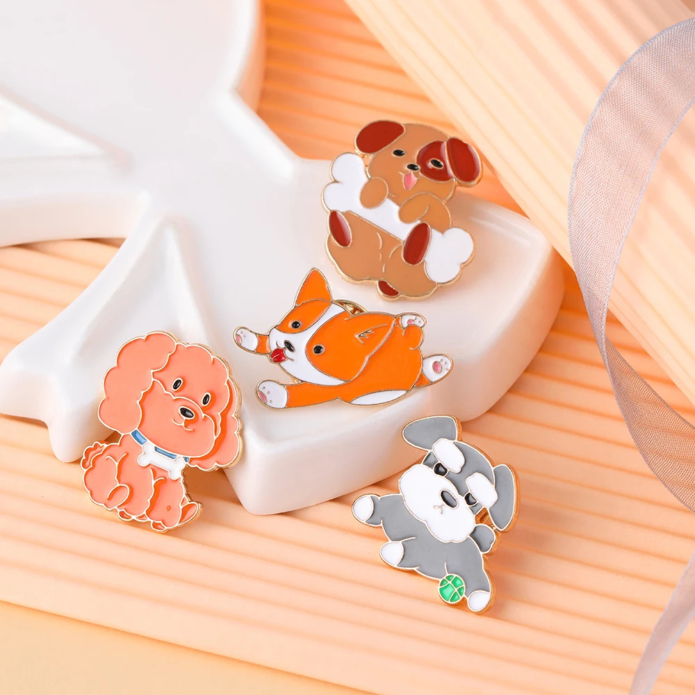 

Small animal drop oil brooch fashion enamel glaze cute dog girl badge