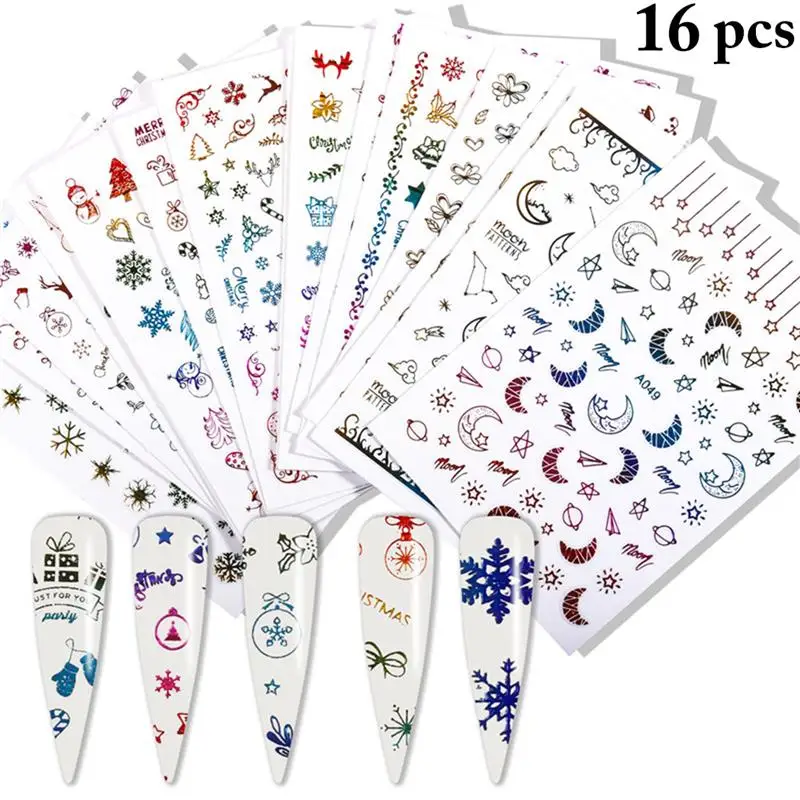 

16 листов декоративной бумаги Kapmore Рождественская наклейка для ногтей праздничный с нашитым на груди милым снеговичком: наклейки для маникю...
