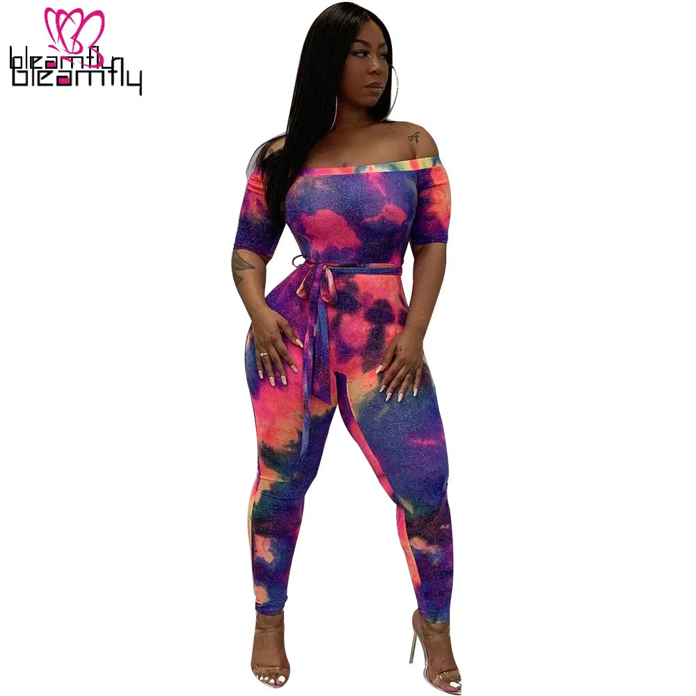 Женский Летний комбинезон с принтом Галактики длинным рукавом бодикон